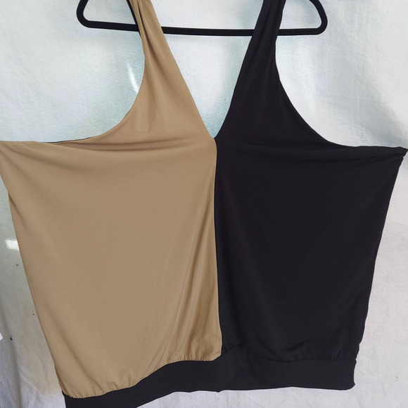 LANE BRYANT Tank Top Womens 22/24  Two Tone Black Tan Retro 1056 - Picture 2 of 3